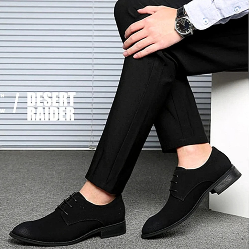 New w/Box Unbranded Men's Black Faux Suede Lace-Up Dress Oxfords Size EU 48
